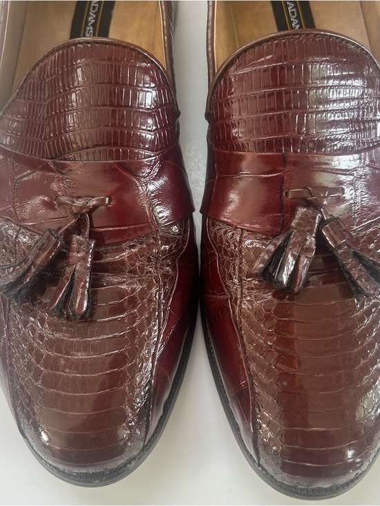 Stacy Adams Mens Loafers Cognac Brown Genuine Snake Leather Tassel Shoes Sz 11 main image 12